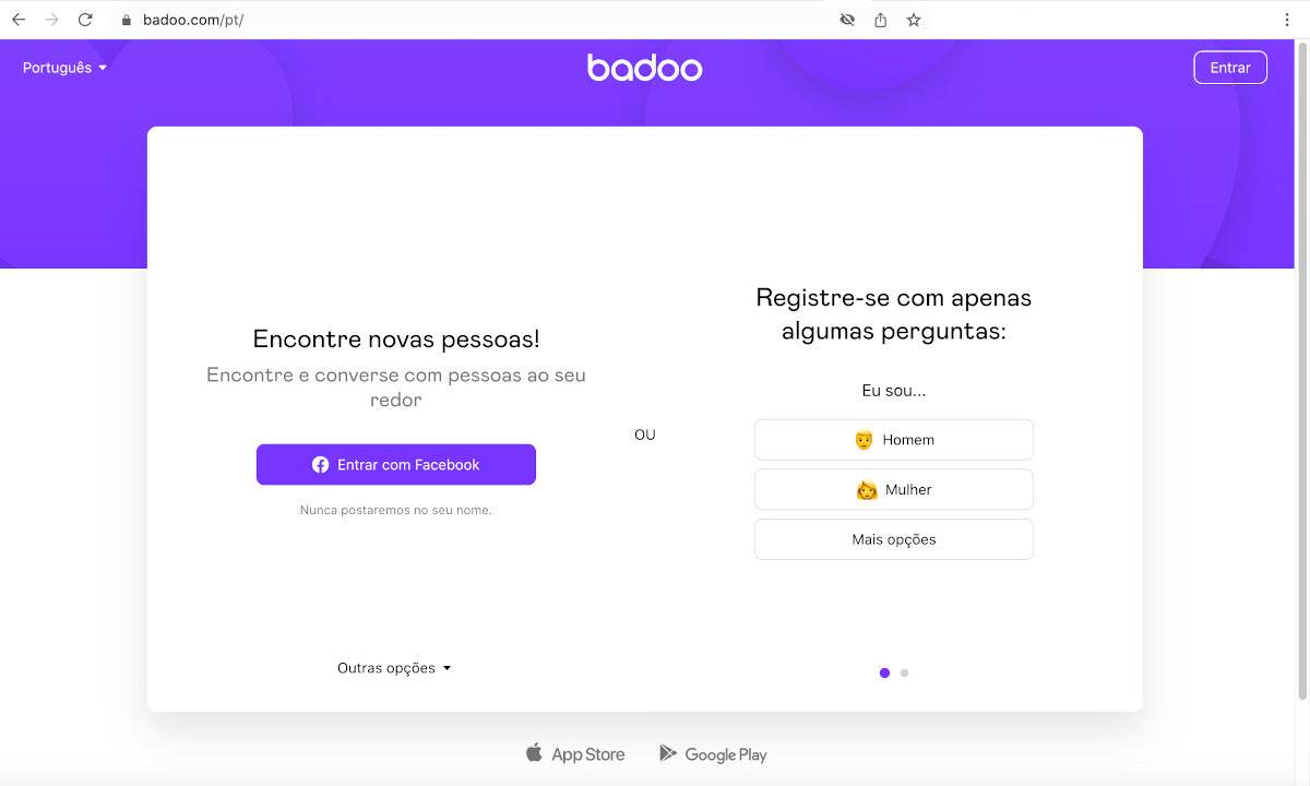 Entrar no Badoo Online Chat e App de Namoro tudo junto